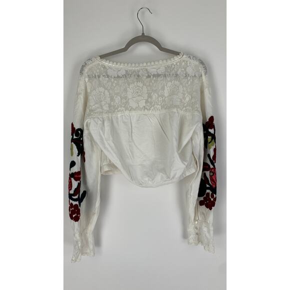 Free People Meadows Embroidered Long Sleeve Top Womens Small White Floral New - Picture 10 of 10